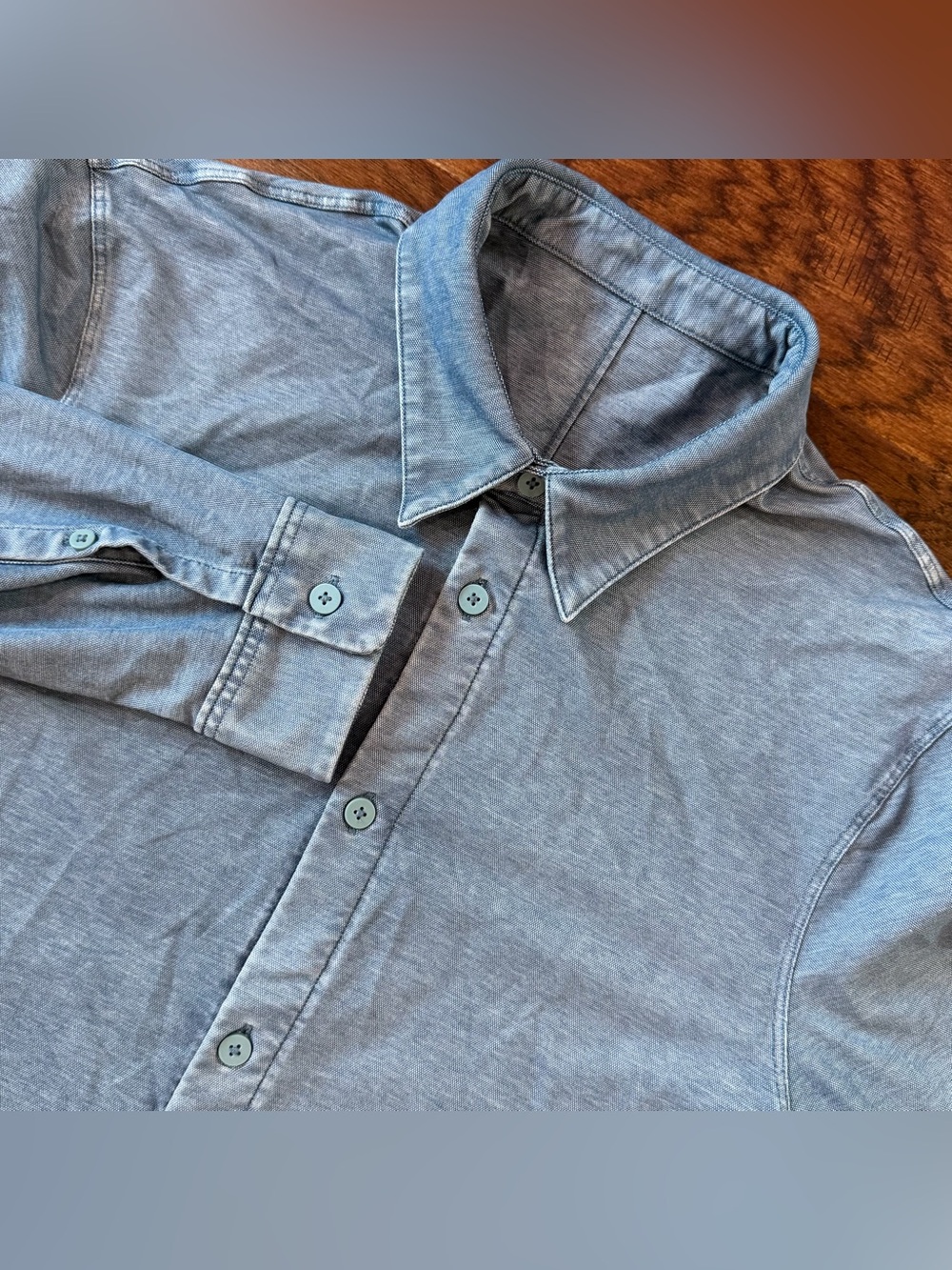 Lululemon Men’s Shirt Commission Long Sleeve River Blue Enzyme Dyed Medium